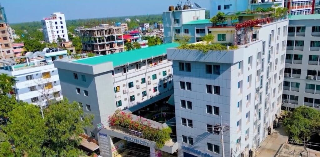Birds eye view of Rangpur community medical college campus and hospital 